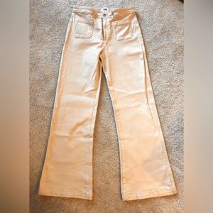 {Paige} Leenah High Waist Wide Leg Jeans Size 30 Khaki